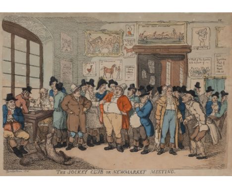 THE JOCKEY CLUB OF NEW MARKETInscribed l.l. 'Rowlandson Del' numbered upper right '111'Etching with later hand colouringPlate