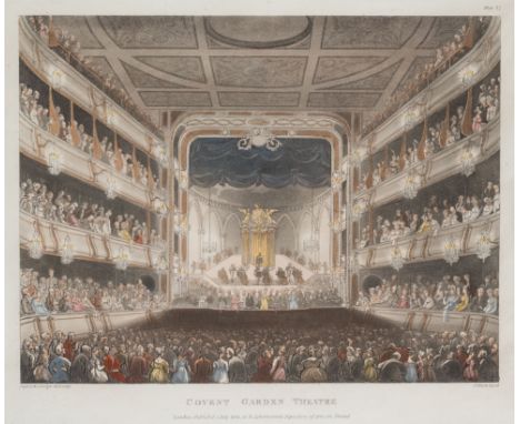 COVENT GARDEN THEATREInscribed l.l. and l.r. 'Pugin & Rowlandson del et sculp. / J.Bluek Aqua.'Titled below print 'Covent Gar