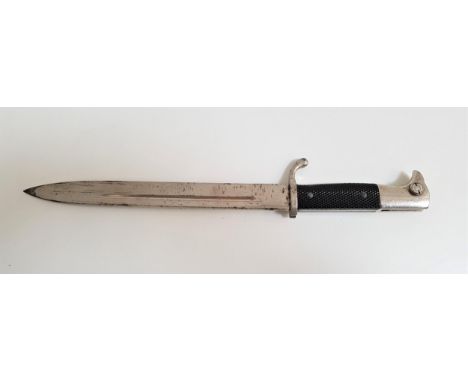 WWII GERMAN DRESS BAYONETwith a 24.7cm long fullered chrome plated blade marked Robert (Klaas with rust) with a chequered gri