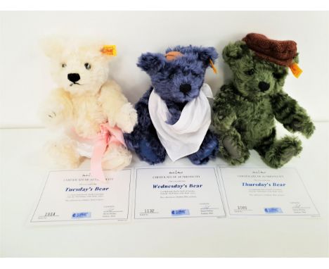 THREE STEIFF BEARS OF THE WEEK TEDDY BEARSall made exclusively for Danbury Mint and with certificates, comprising Tuesday's B