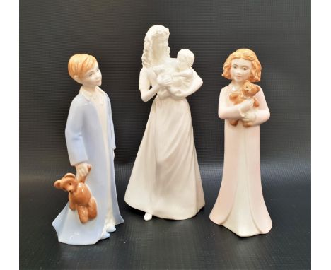 THREE ROYAL WORCESTER FIGURINES FOR COMPTON AND WOODHOUSEcomprising two 'And So To Bed' NSPCC Charity figurines of the year 2