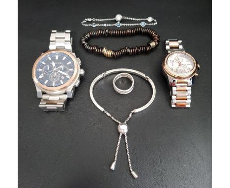 SELECTION OF FASHION JEWELLERY AND WATCHEScomprising a Links of London silver bracelet and ring; a Links of London Rhodium an