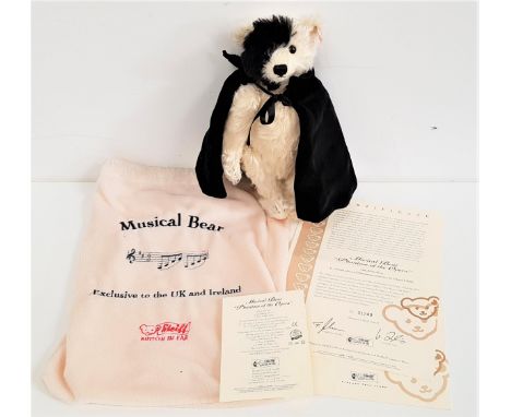 LIMITED EDIIOTN STEIFF 2006 MUSICAL BEAR - PHANTOM OF THE OPERAin mohair, number 1249 of 3000, with certificate and original 