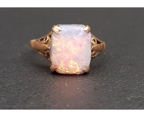 OPAL DRESS RINGthe cabochon opal on nine carat gold shank, ring size J 