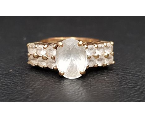 QUARTZ DRESS RINGon nine carat gold shank, ring size N 