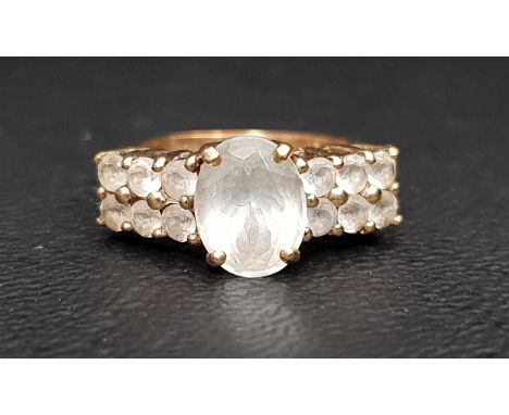 QUARTZ DRESS RINGon nine carat gold shank, ring size N 