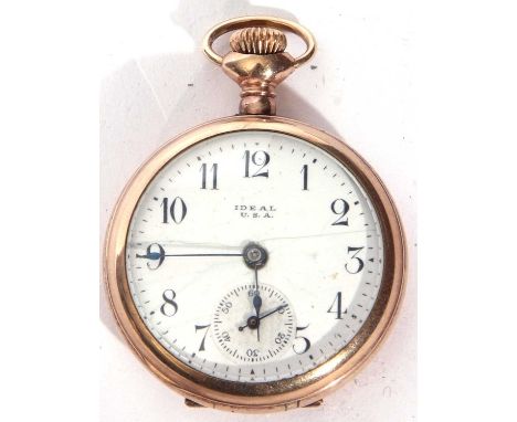 Ladies last quarter of 19th century/first quarter of 20th century gold plated cased fob watch with button wind, having blued 