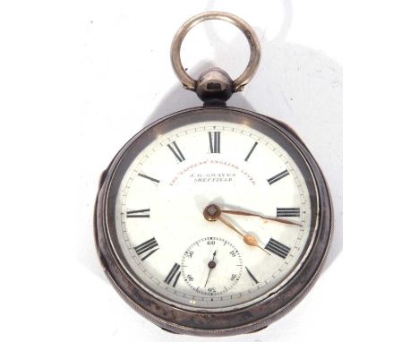Gents J G Graves of Sheffield silver pocket watch, the enamel dial marked 'The Express English Lever J G Graves Sheffield', g