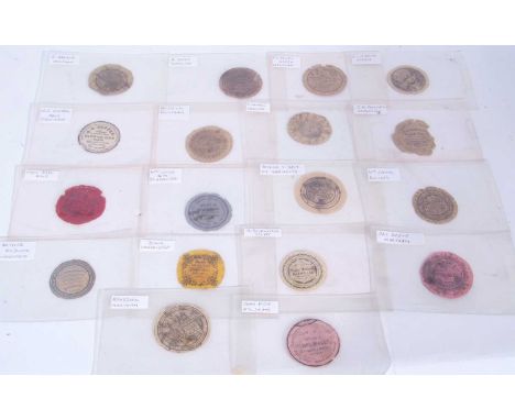 Mixed lot of 18 various pocket watch repair/service tickets, ranging from Arthur Medloch of Inverness to John Fitt of Aylsham