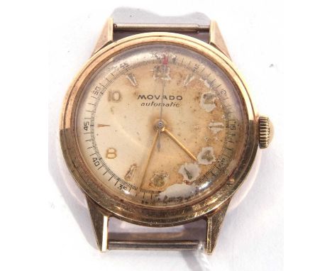 Movado automatic Swiss gents watch, cream coloured dial with gold coloured hands, baton markers and Arabic numerals, automati