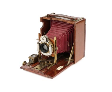 A J. Lizars 'Challenge' Quarter Plate Tropical Hand &amp; Stand Camera, 1904, teak, with Taylor, Taylor &amp; Hobson f/7 5" l