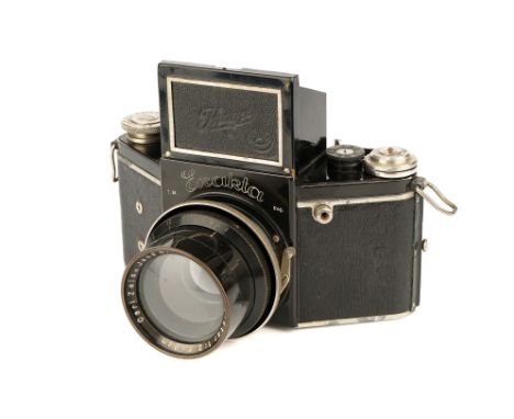 An Ihagee 'Night' Exakta Type 4.1 Camera, 1935-39, black, with Carl Zeiss Jena Biotar f/2 80mm lens, black, serial no. 157597