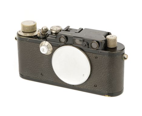 A Leica III 'British Military' Rangefinder Body, 1936, black, serial no. 191452, body, G-VG, shutter working; Engraved to top