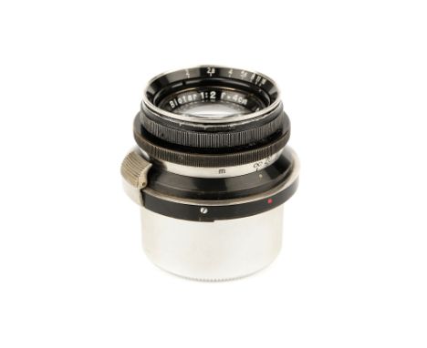 A Carl Zeiss Jena Biotar f/2 40mm Lens Contax RF, black/nickel, serial no. 1412377, body, G-VG, elements, VG, some light clea