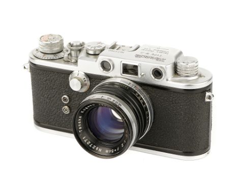 A Tanaka Optical Company Tanack IV-S Rangefinder Camera, 1958, chrome, serial no. 77760, with Tanar H.C. f/2 50mm lens, black