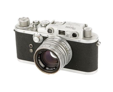 A Nicca Camera Company Type 3-S Rangefinder Camera, 1954-56, chrome, serial no. 59537, with Nikon Nikkor-H.C f/2 50mm lens, c