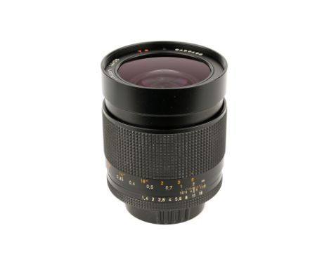 A Carl Zeiss Distagon T* f/1.4 35mm Lens, Contax/Yashica, black, serial no. 6459498, body, VG, elements, VG-E, some light int