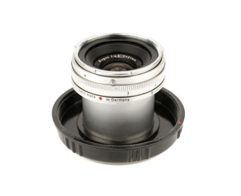 A Carl Zeiss Biogon f/4.5 21mm Lens, Contarex, chrome, serial no. 3448637, body, VG-E, elements, G, some light internal haze 