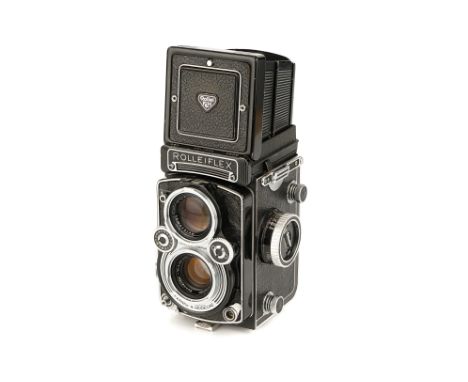 A Rollei Rolleiflex 3.5E3 TLR Camera, 1962-65, black, serial no. 2384644, with Schneider Xenotar f/3.5 75mm lens, serial no. 