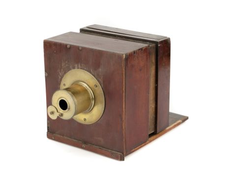 An Unusual Daguerreotype Sliding Box Camera, unmarked, with 'Daguerreotype Style' brass lens, body, F, lens, F-G, complete wi