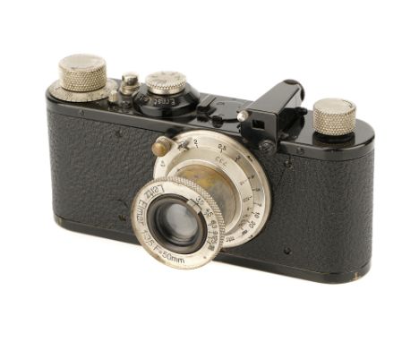 A Leica I Model C Non-Standard Camera, 1930, black, serial no. 52420, with Leitz Elmar f/3.5 50mm lens, nickel, serial no. 73