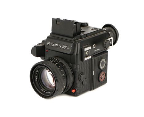 A Rollei Rolleiflex 3003 SLR Camera, 1985, black, serial no. 007380012, with Rollei-HFT Planar f/1.4 50mm lens, black, serial