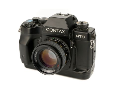 A Contax RTS III SLR Camera, 1990, black, serial no. 006081, with Carl Zeiss Planar T* f/1.4 50mm lens, black, serial no. 719