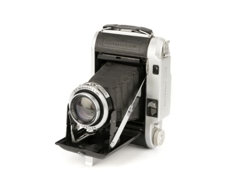 An Ensign Autorange 820 Camera, 1955, chrome, serial no. 10434, with Ross Xpres f/3.8 105mm lens, chrome, serial no. 74513, b