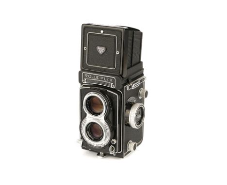 A Rollei Rolleiflex T TLR Camera, 1958-75, black, serial no. 2221803, with Carl Zeiss Tessar f/3.5 75mm lens, serial no. 4217