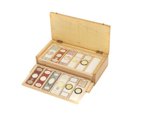 A Collection of Chemical Crystals &amp; Polarising Microscope Slides, slide case containing a collection of chemical crystal 