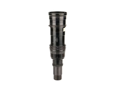 A Kinoptik Special Cine f/3.5 300mm Lens, black, serial no. 40392, body, G-VG, elements, G, some light fungus, with lens hood