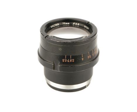 A Bausch &amp; Lomb Baltar f/2.3 75mm Lens, black, serial no. EF125, body, G, elements, VG, some very light cleaning marks