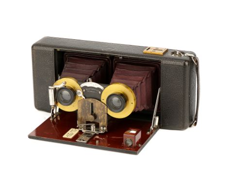 A Blair Stereo Weno Camera, 1902-03, black, serial no. 1153, wih Bausch &amp; Lomb Rapid Rectilinear lenses, body, VG, front 