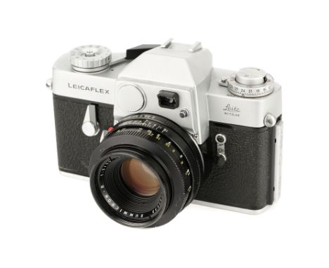 A Leica Leicaflex  1965, chrome, serial no. 1122846, with Leitz Summicron-R f/2 50mm lens, 1966, black, serial no. 2199533, b