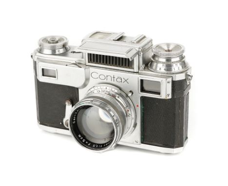 A Zeiss Ikon Contax III Rangefinder Camera, 1936-42, chrome, serial no. G12176, with Carl Zeiss Jena Sonnar f/1.5 50mm lens, 