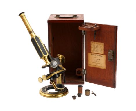An R &amp; J Beck 'Universal' Brass Compound Microscope, English, c.1872 (from the Beck records), signed to base 'R &amp; J B