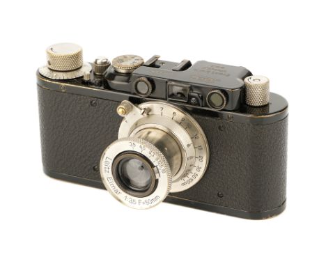 A Leica II Rangefinder Camera, 1932, black, serial no. 83361, with Leitz Elmar f/3.5 50mm lens, 1932, nickel, serial no. 1269