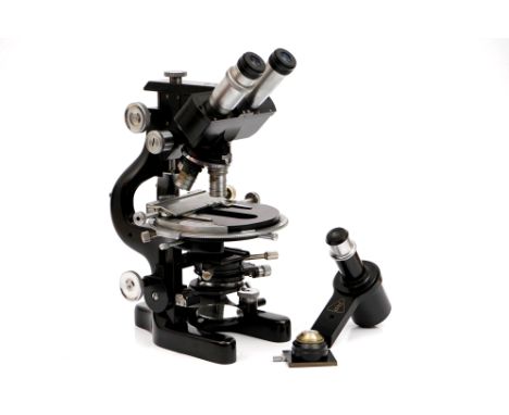 A Bausch & Lomb DDE Binocular/Monocular Research Microscope, American, c.1940, signed 'BAUSCH & LOMB OPT. CO. U.S.A. PAT.1.86