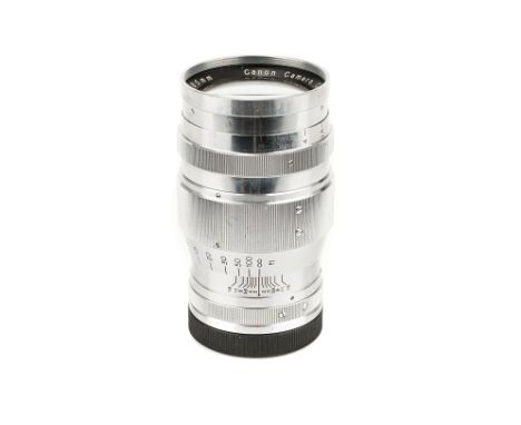 A Canon Serenar f/2 85mm Lens, chrome, serial no. 55329, body, G-VG, elements, VG, some light internal haze