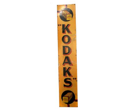 A Kodak Enamel Advertising Sign, 27x150cm, advertising Kodak Verichrome film, some damage, single sided