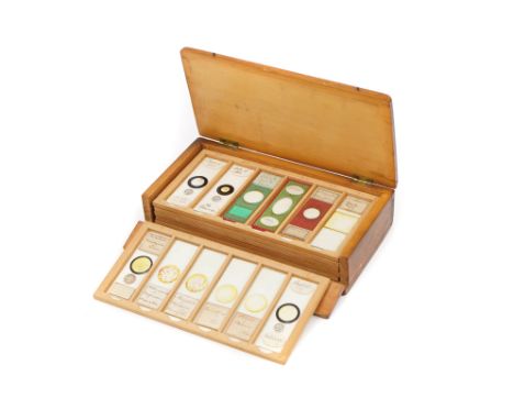 A Collection of Chemical Crystals &amp; Polarising Microscope Slides, microscope slide case containing a collection of chemic