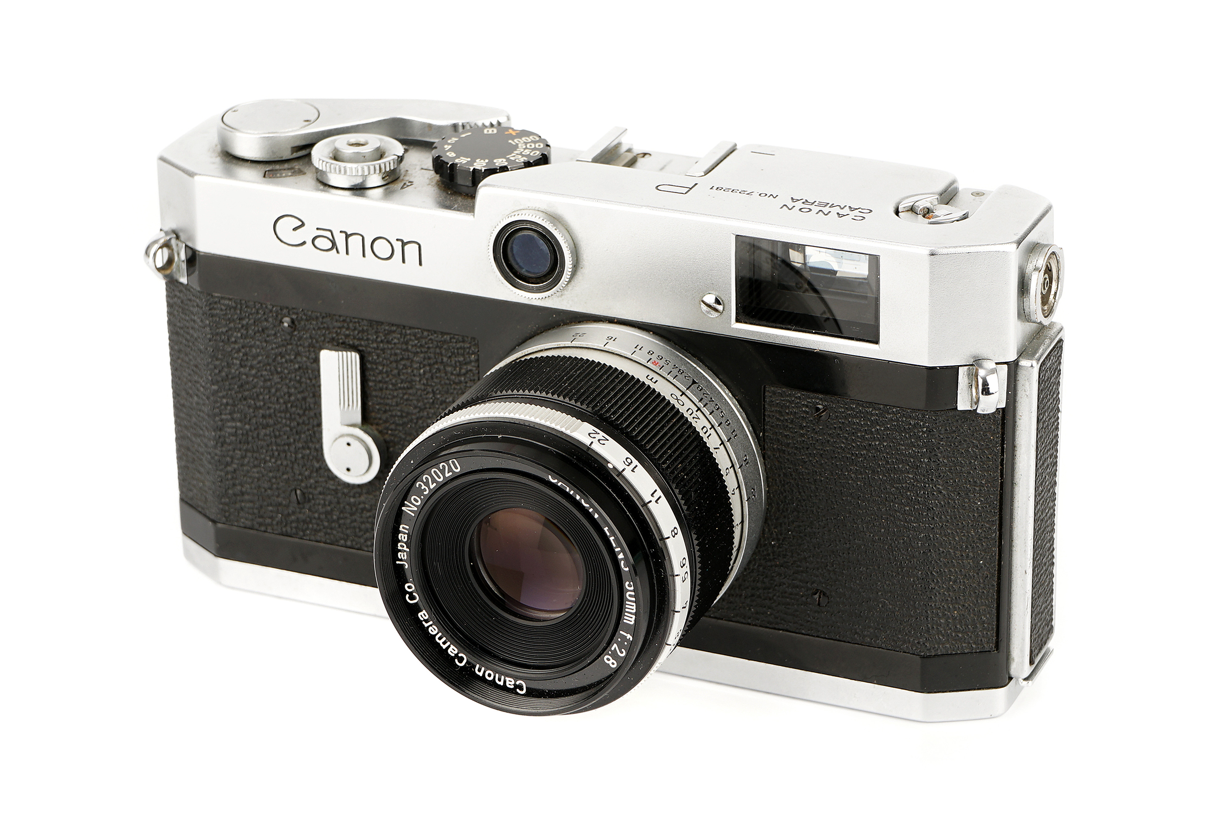 A Canon P Rangefinder Camera, 1959-61, chrome, serial no. 723281, with