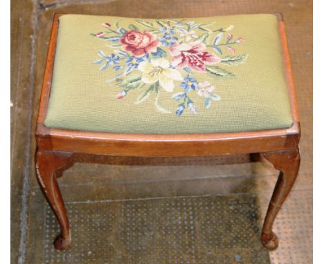 MAHOGANY TAPESTRY TOP STOOL     
