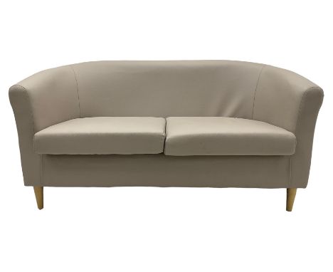 Two-seat sofa upholstered in taupe fabricDimensions: Height:&nbsp;75cm&nbsp; Length/Width:&nbsp;148cm&nbsp; Depth/Diameter:&n