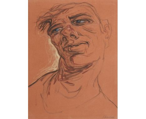 •PETER HOWSON OBE (SCOTTISH B. 1958) PORTRAIT STUDY Charcoal and pastel, signed, 31.5 x 24cm (12 1/2 x 9 1/2) Condition Repor