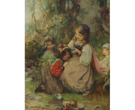 THOMAS BROMLEY BLACKLOCK (SCOTTISH 1863-1903) LITTLE PRINCESSES Oil on canvas, signed and dated 1901, 46.5 x 37cm (18 1/4 x 1