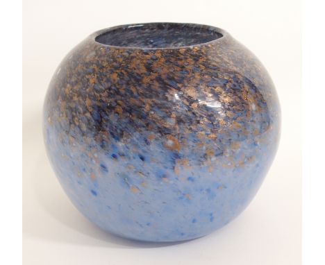 A MONART BULBOUS VASE in shades of blue and black with aventurine, shape number QF IV, 21cm high Condition Report:Nice condit