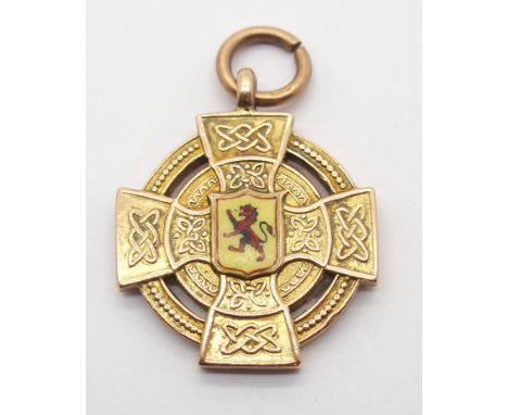 A 9CT GOLD AND ENAMEL 1921-22 DIVISON I LEAGUE CHAMPIONSHIP MEDAL the reverse inscribed Scottish League Champs, Celtic F.C., 