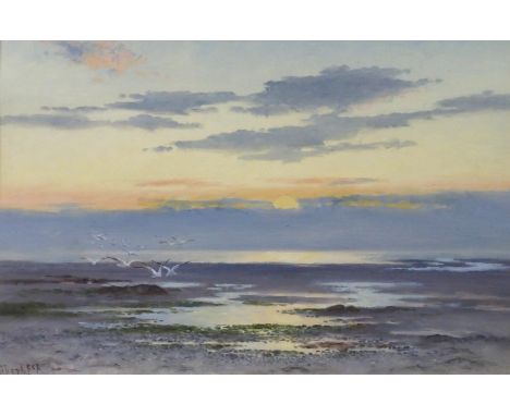 PETER GHENT RCA (BRITISH 1865-1911) SUNSET Oil on board, signed, 35 x 53cm (13 3/4 x 20 3/4") Condition Report: On inspection