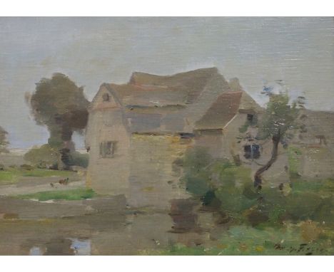 •WILLIAM MILLER FRAZER RSA (SCOTTISH 1864-1961) DUDDINGTON, NORTHAMPTONSHIRE Oil on canvas board, signed, 24.5 x 33.5cm (9 1/